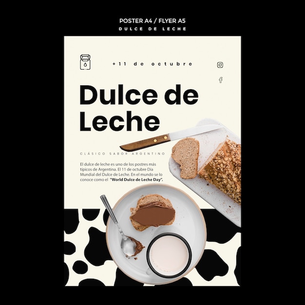 PSD gratuito plantilla de póster de concepto de dulce de leche