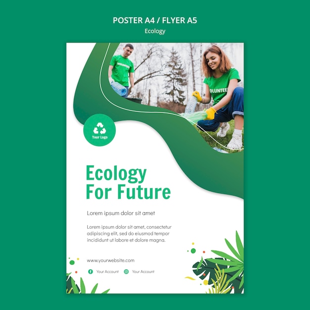 PSD gratuito plantilla de póster de concepto de ecología