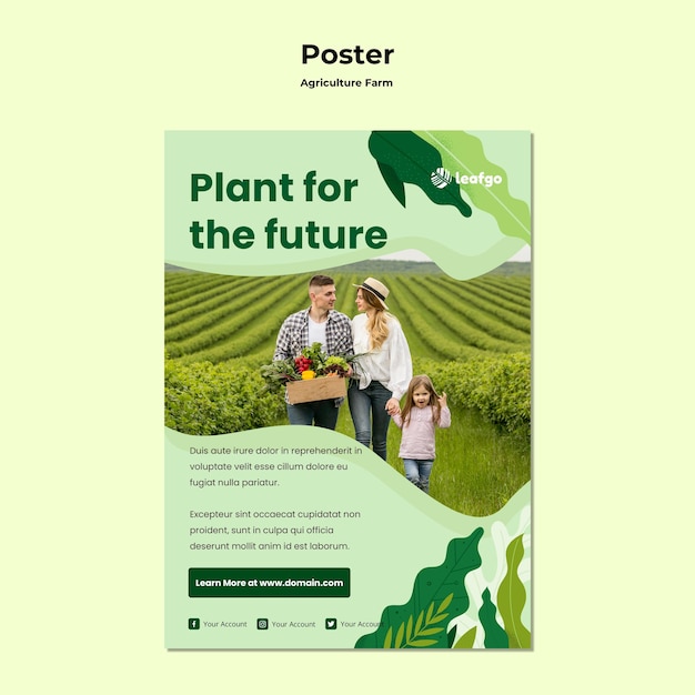 Plantilla de póster de concepto de granja agrícola