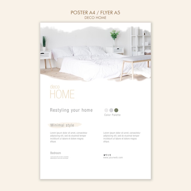 PSD gratuito plantilla de póster de concepto de hogar deco