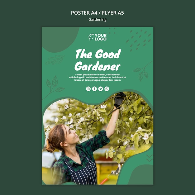 PSD gratuito plantilla de póster de concepto de jardinería