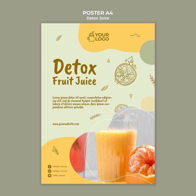 Plantilla de póster de concepto de jugo de desintoxicación