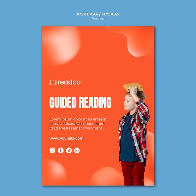 PSD gratuito plantilla de póster de concepto de lectura