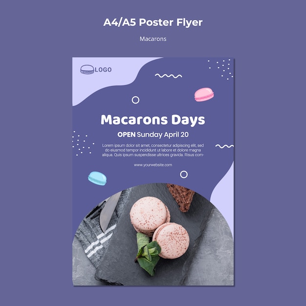 Plantilla de póster de concepto de macarons