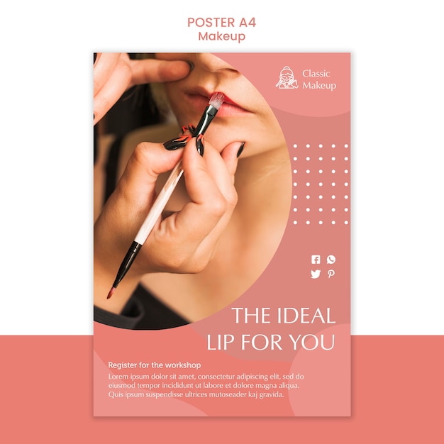 PSD gratuito plantilla de póster de concepto de maquillaje