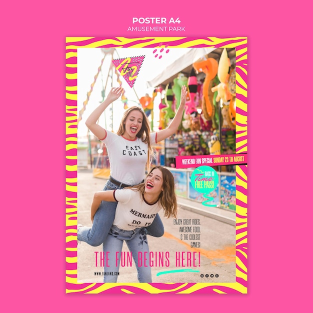 PSD gratuito plantilla de póster de concepto de parque de atracciones