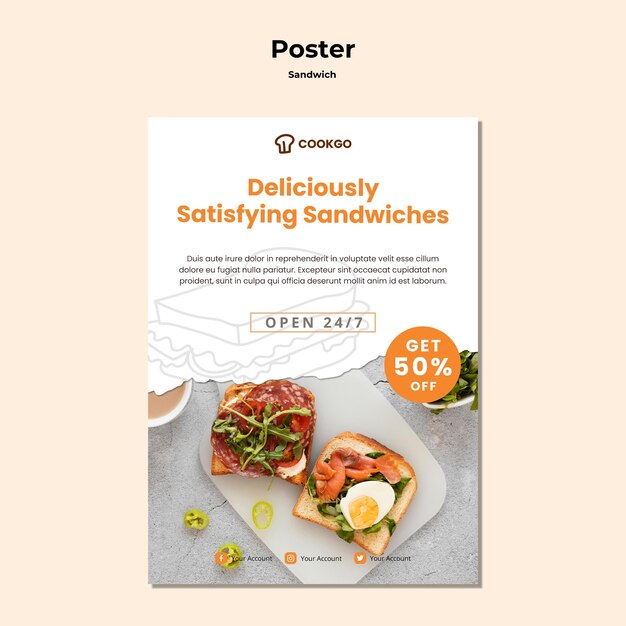 Plantilla de póster de concepto sandwich