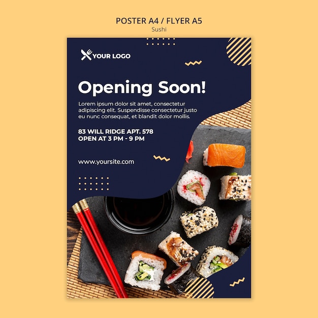 PSD gratuito plantilla de póster de concepto de sushi