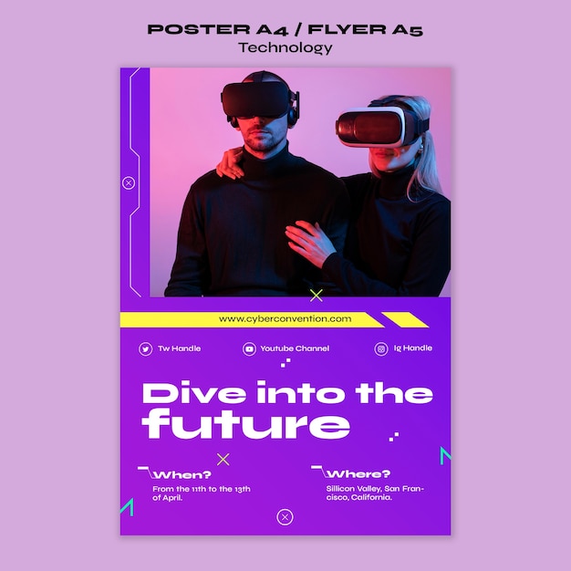 Plantilla de póster de concepto de tecnología de gradiente