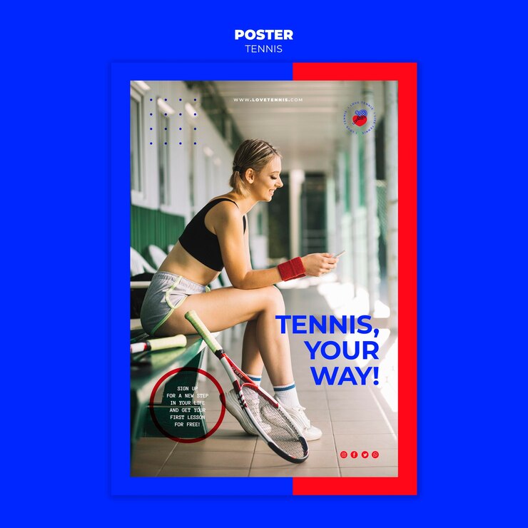 PSD gratuito plantilla de póster de concepto de tenis