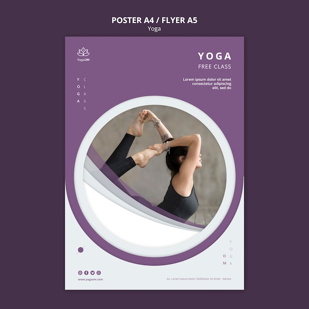 Plantilla de póster con concepto de yoga