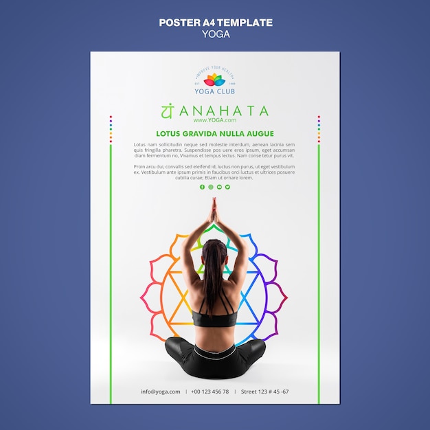 PSD gratuito plantilla de póster de concepto de yoga