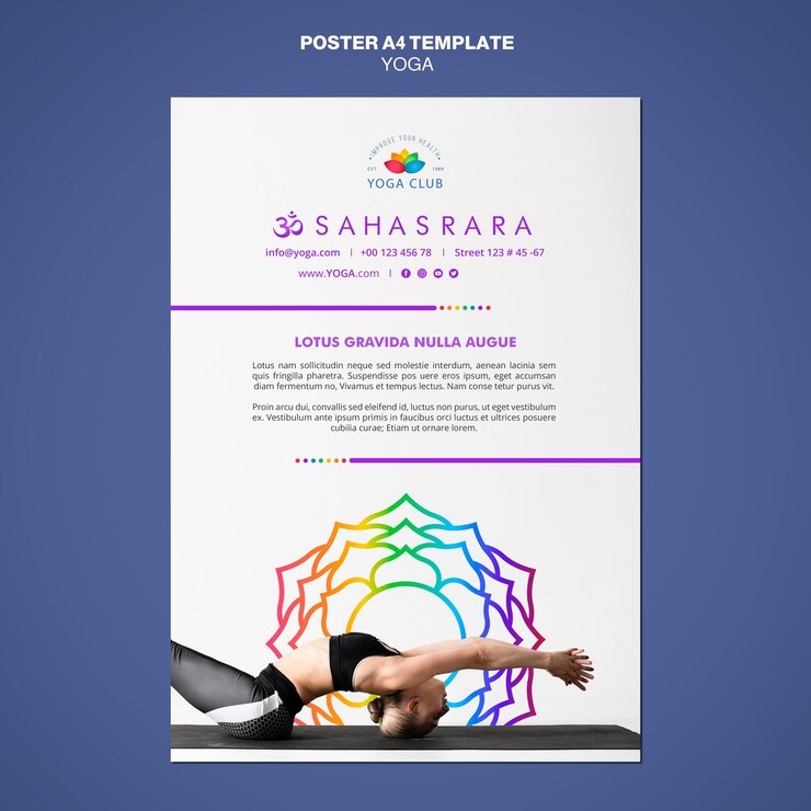 PSD gratuito plantilla de póster de concepto de yoga