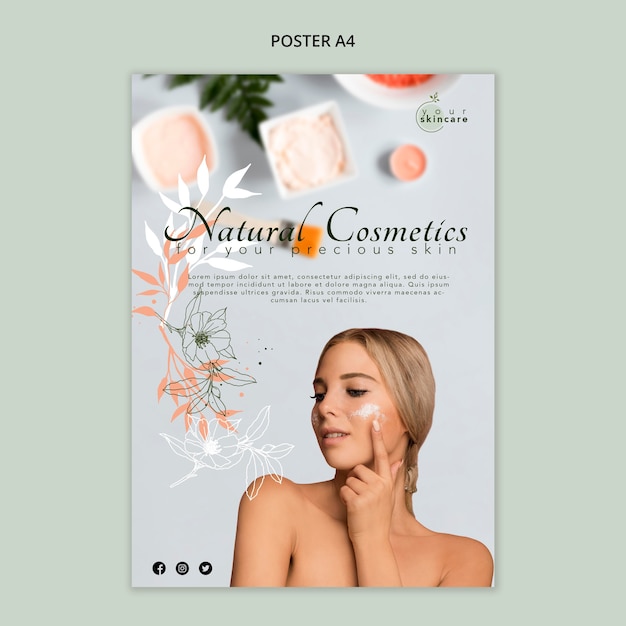 PSD gratuito plantilla de póster de cosmética natural