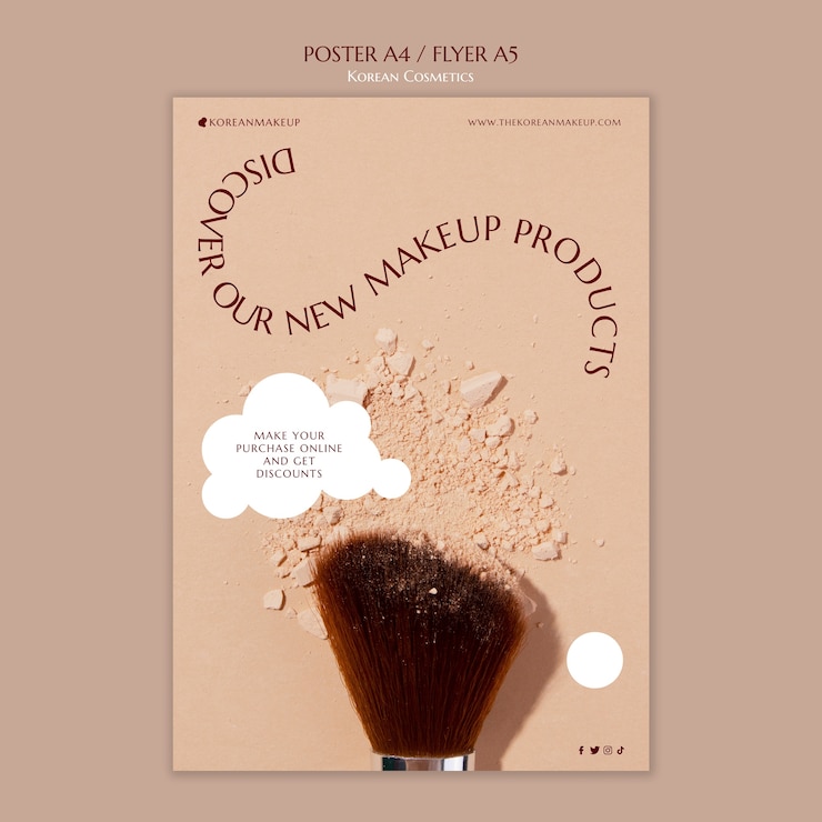PSD gratuito plantilla de póster de cosméticos coreanos
