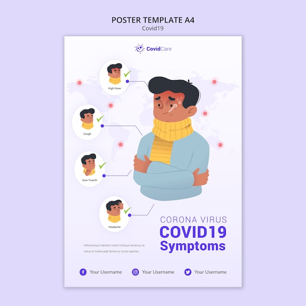 Plantilla de póster con covid19