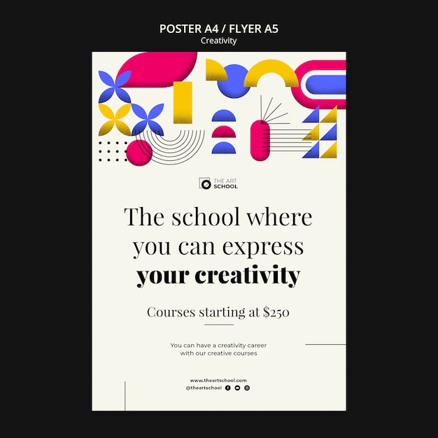 PSD gratuito plantilla de póster de creatividad de diseño plano