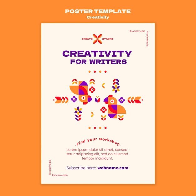 PSD gratuito plantilla de póster de creatividad para escritores