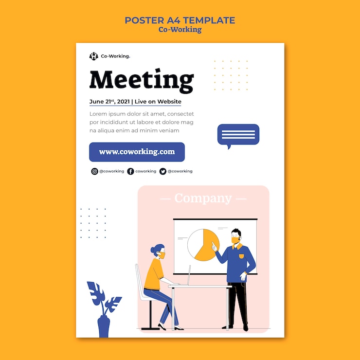 PSD gratuito plantilla de póster creativo de coworking