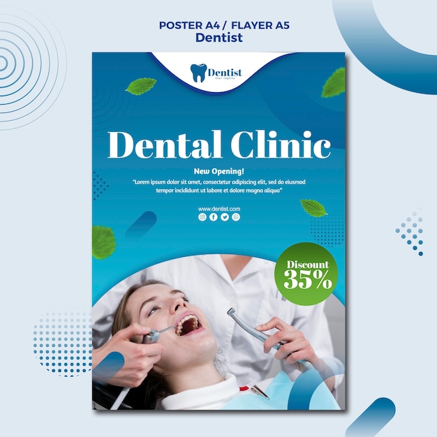 Plantilla de póster para cuidado dental