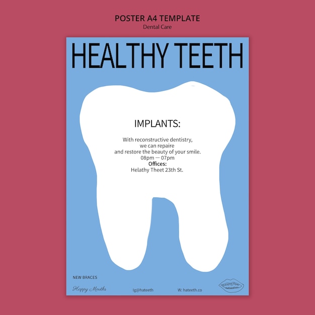 Plantilla de póster de cuidado dental