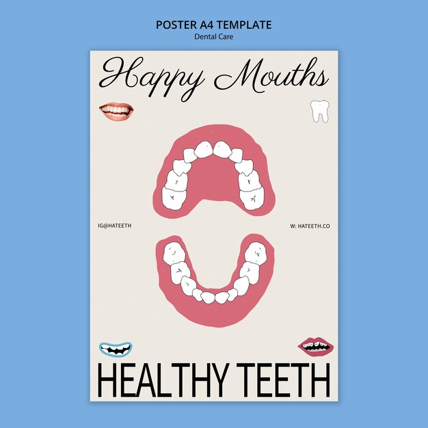 Plantilla de póster de cuidado dental
