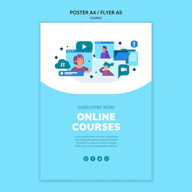Plantilla de póster de cursos en línea