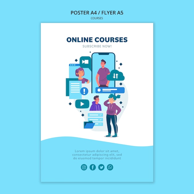 Plantilla de póster de cursos en línea