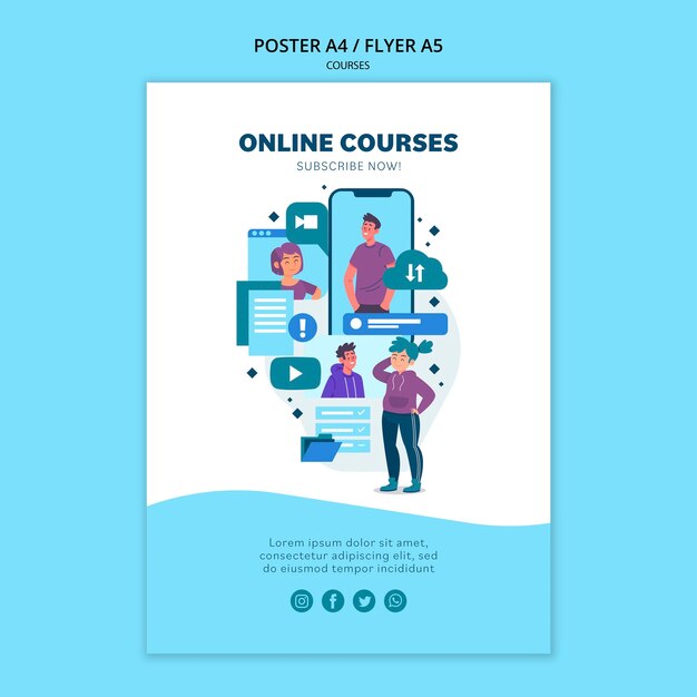 Plantilla de póster de cursos en línea