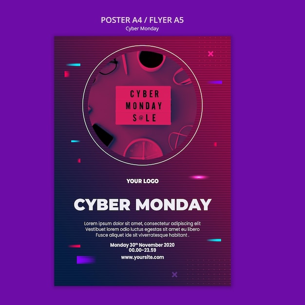 PSD gratuito plantilla de póster de cyber monday