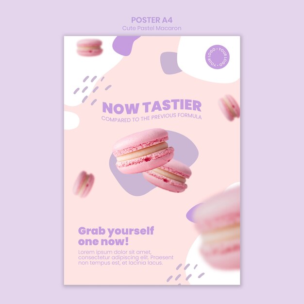 Plantilla de póster deliciosos macarons