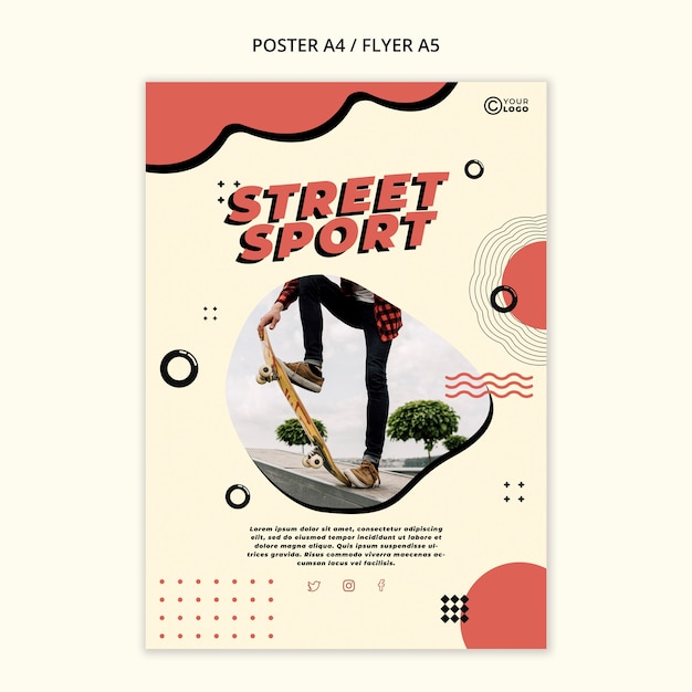 PSD gratuito plantilla de póster de deporte callejero