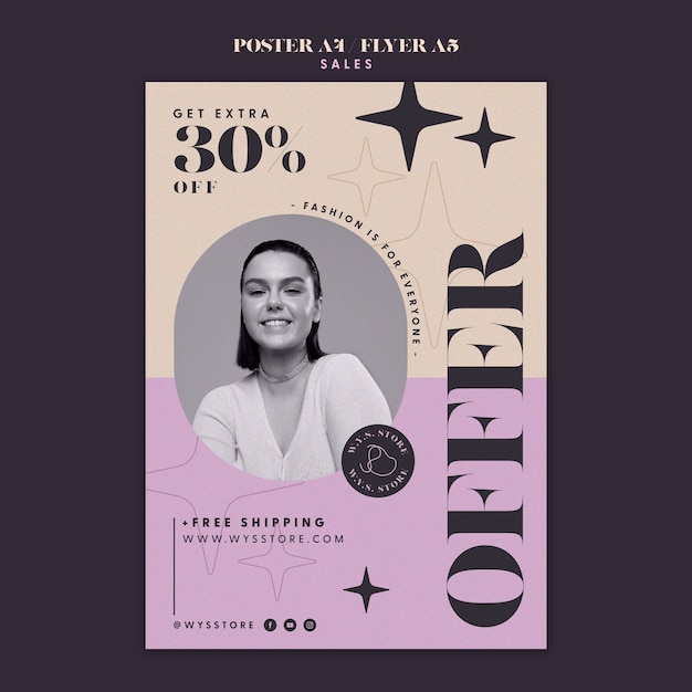 PSD gratuito plantilla de póster de descuento de ventas