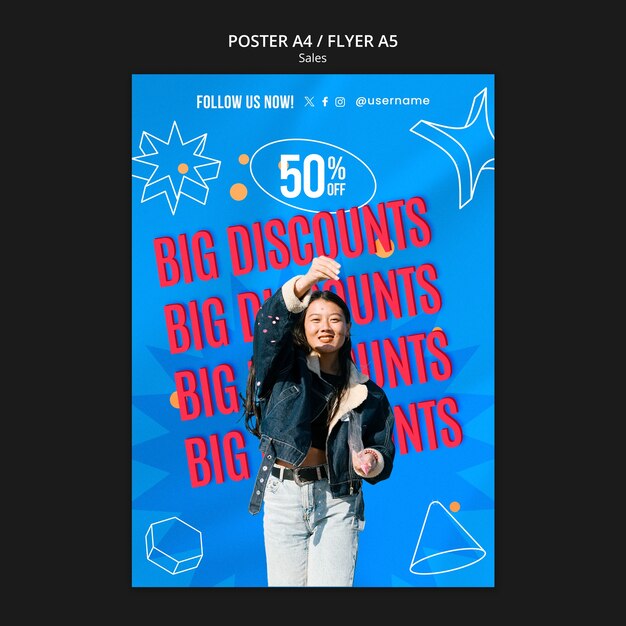 Plantilla de póster de descuento de ventas