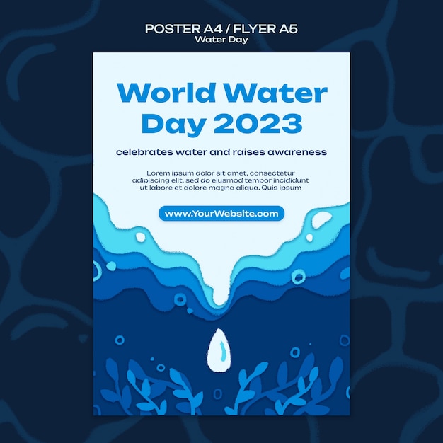 Plantilla de póster del día del agua dibujado a mano