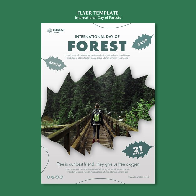 Plantilla de póster del día de los bosques creativos