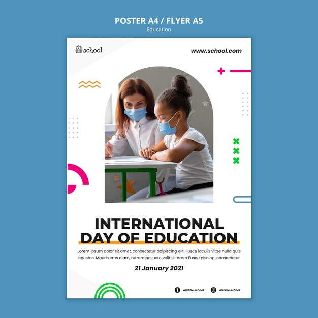 Plantilla de póster del día de la educación