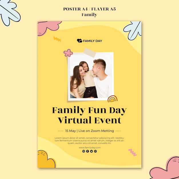 PSD gratuito plantilla de póster del día de la familia