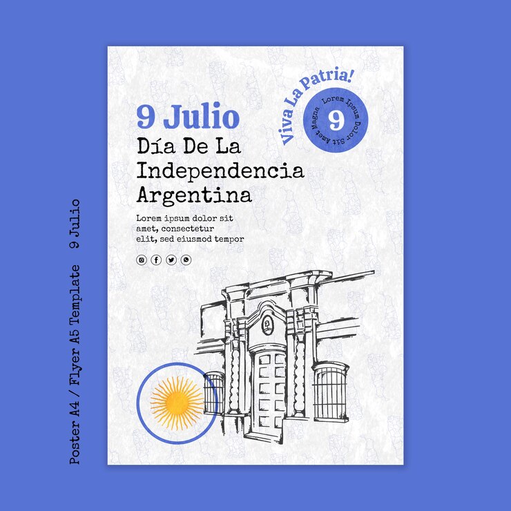 Plantilla de póster del día de la independencia de Argentina