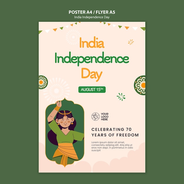 PSD gratuito plantilla de póster del día de la independencia de la india