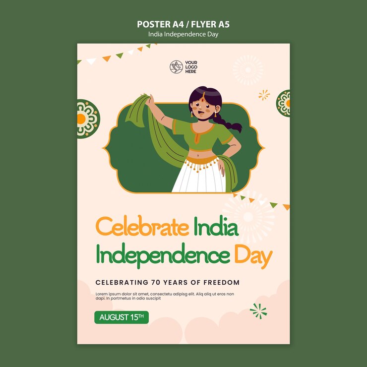 PSD gratuito plantilla de póster del día de la independencia de la india