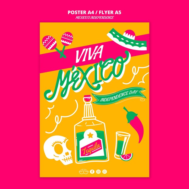 Plantilla de póster del día de la independencia de méxico