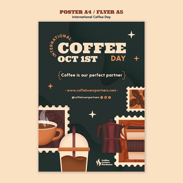 Plantilla de póster del día internacional del café