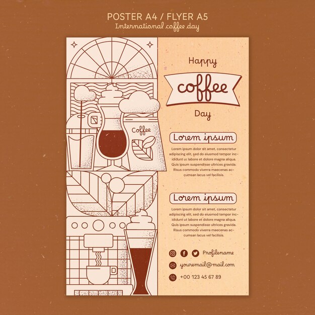 Plantilla de póster del día internacional del café