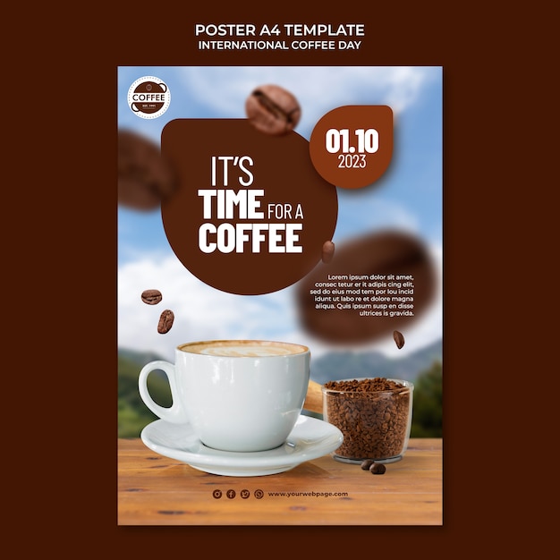 PSD gratuito plantilla de póster del día internacional del café