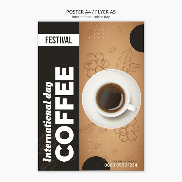 Plantilla de póster del día internacional del café