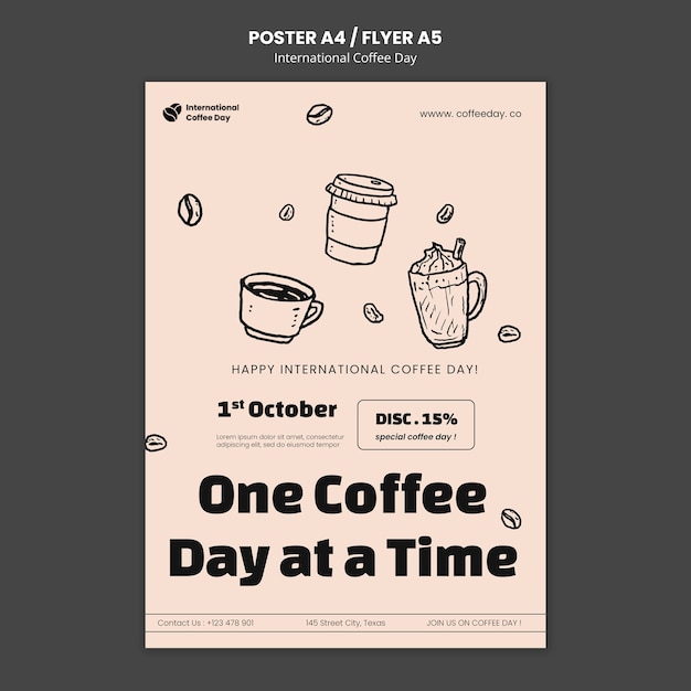 PSD gratuito plantilla de póster del día internacional del café