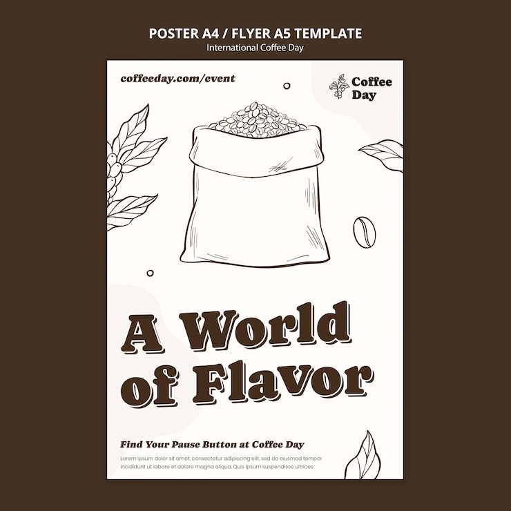 PSD gratuito plantilla de póster del día internacional del café