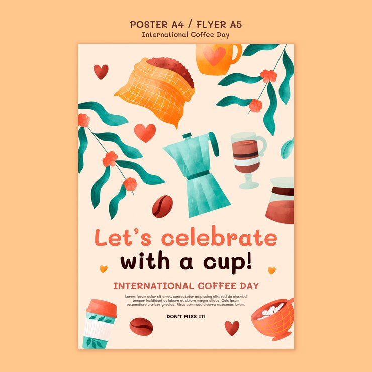 PSD gratuito plantilla de póster del día internacional del café