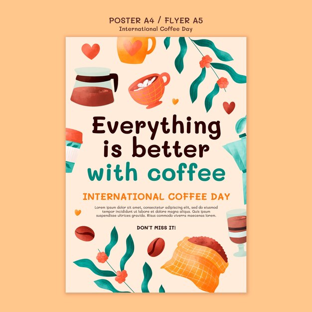 Plantilla de póster del día internacional del café